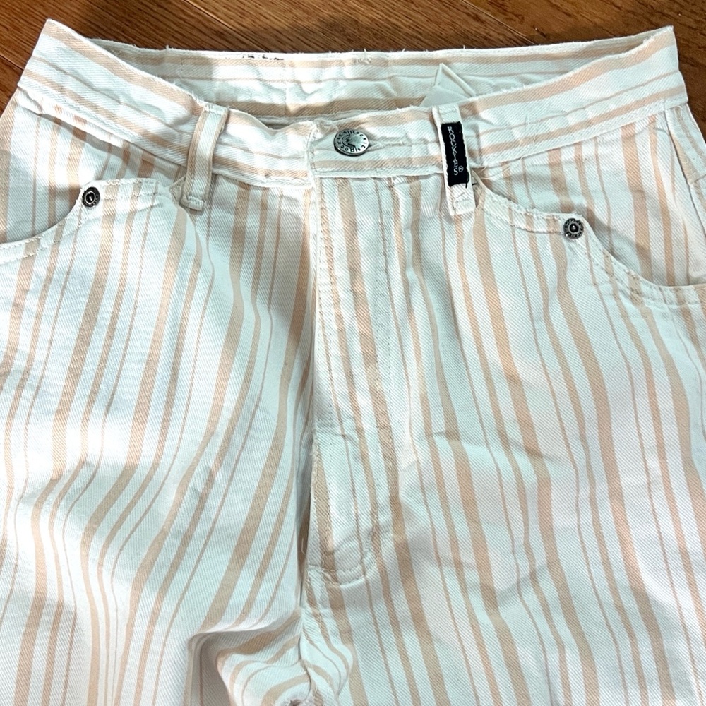 (SOLD) 90s Rockies,Western Striped Denim Jeans Peach/Cream CRodeo, SIZE 26 - Picture 7 of 11